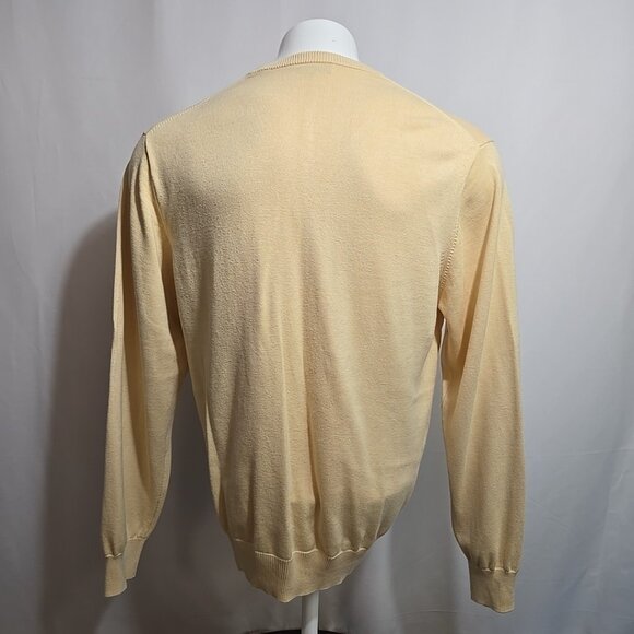 VTG Peter Millar V Neck Sweater Mens Size Large Yellow Silk Cashmere Blend - Picture 3 of 7